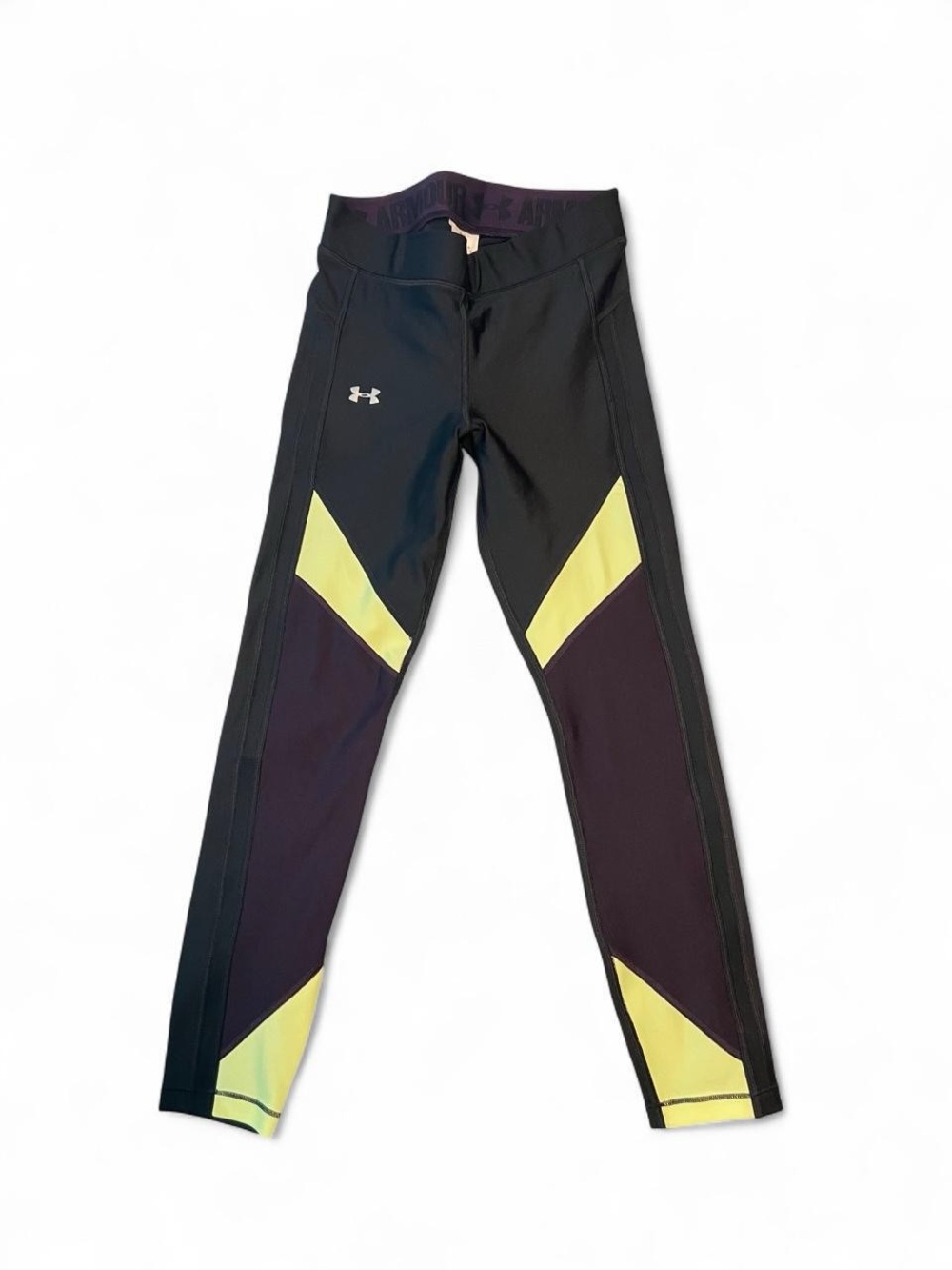Under Armour Kids Black and Lime Leggings